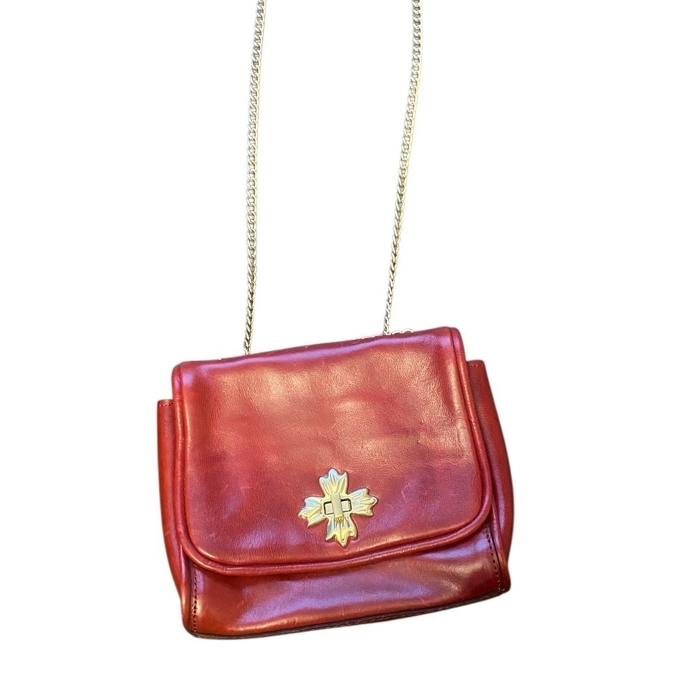 Patricia Nash Leather Harlow Flap Berry red crossbody purse